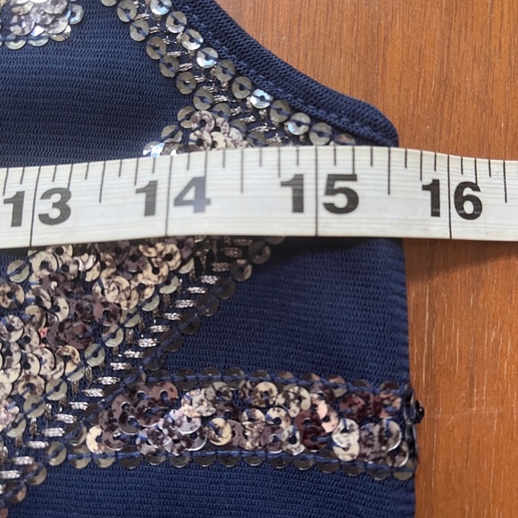 Express Top Womens Small Sequins Cocktail Blue Tank Top Razor Back - Picture 6 of 7